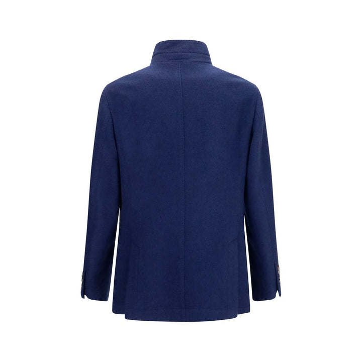 Brunello Cucinelli Blue Cashmere Full-Length Jacket