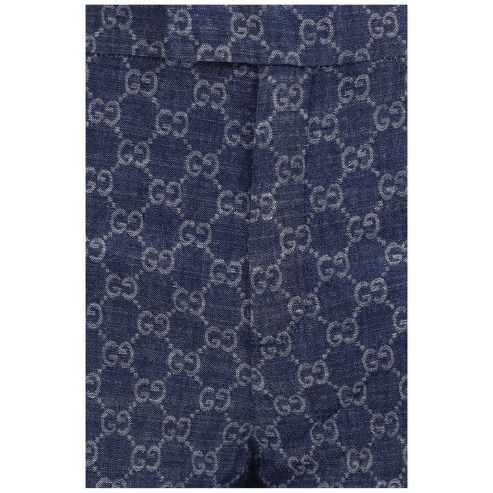 Gucci Blue Cotton Casual Pants