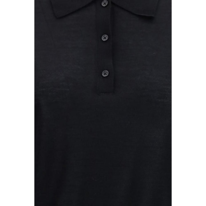 Loulou De Saison Black Cashmere Polo Shirt