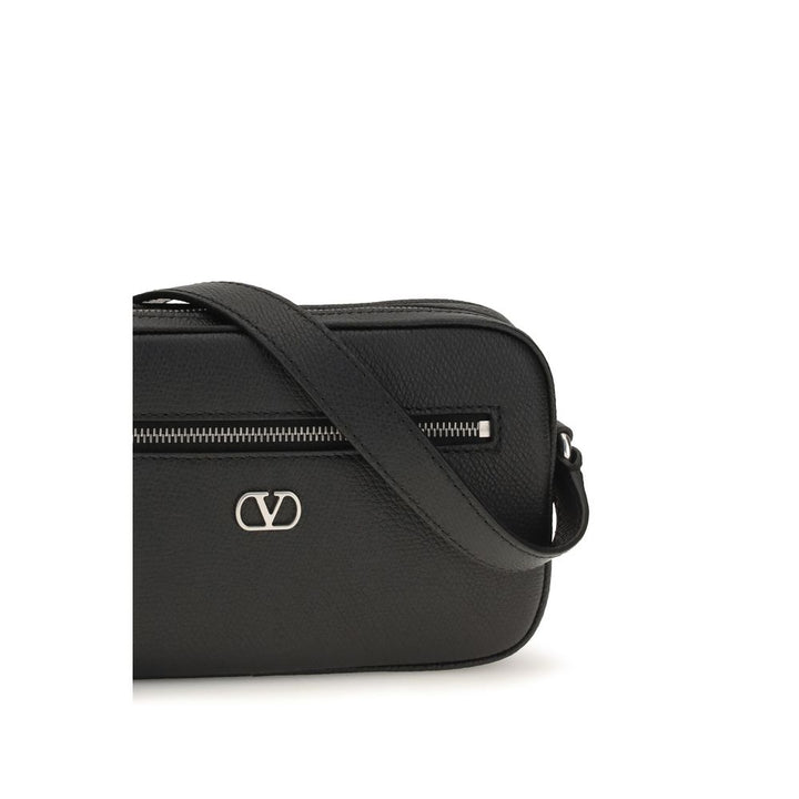 Valentino Garavani Black Calf Leather Bos Taurus Shoulder Bag