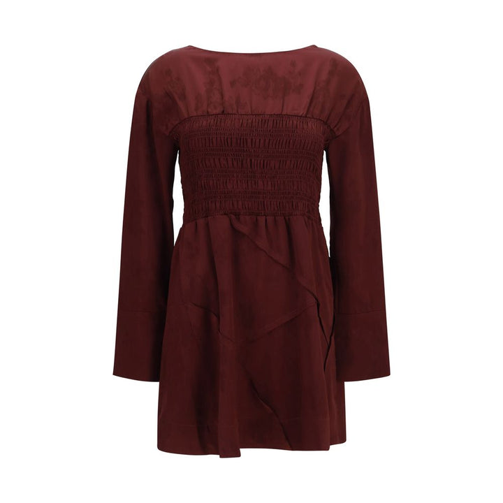 Ganni Bordeaux Acetate Casual Dress