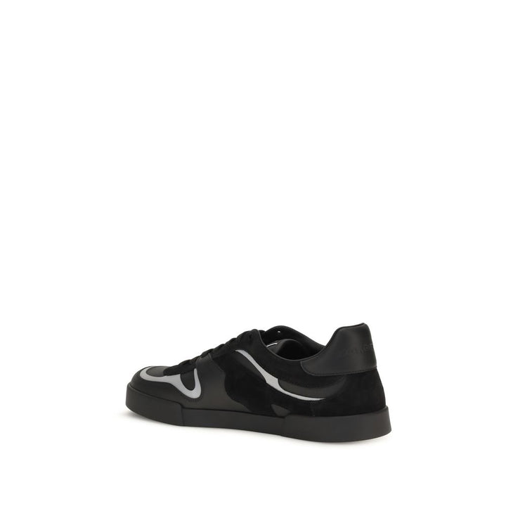 Dolce & Gabbana Black Calf Leather Bos Taurus Sneakers