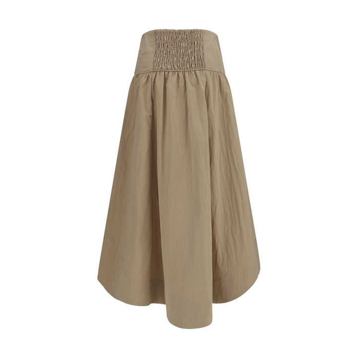 Ganni Beige Cotton Midi Skirt