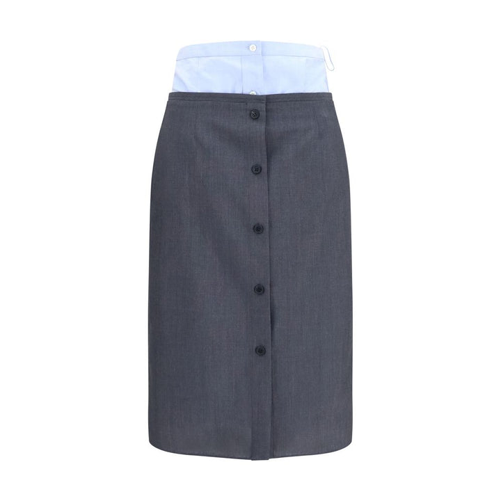 Prada Gray Cotton Midi Skirt