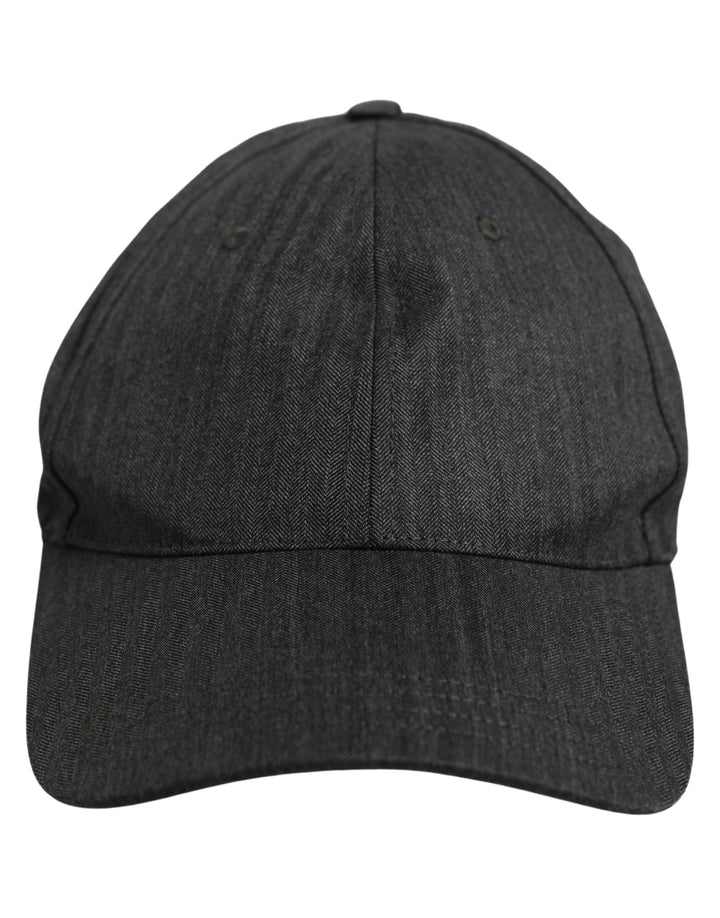 Dolce & Gabbana Men Dark Gray Herringbone Baseball Cap Hat