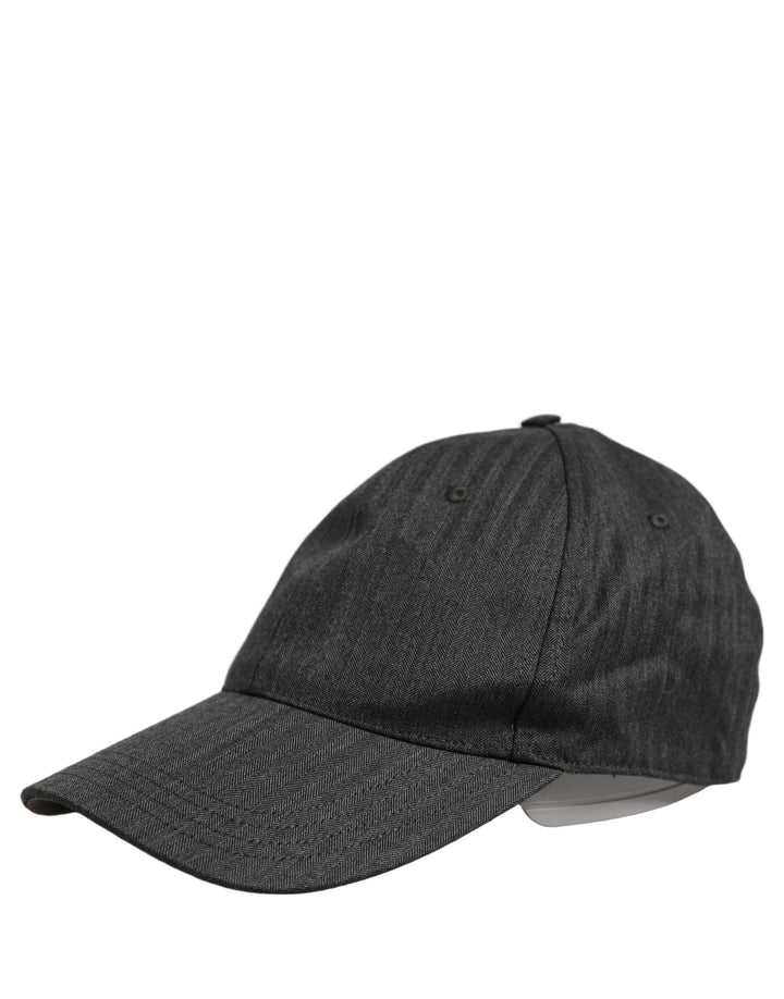 Dolce & Gabbana Men Dark Gray Herringbone Baseball Cap Hat