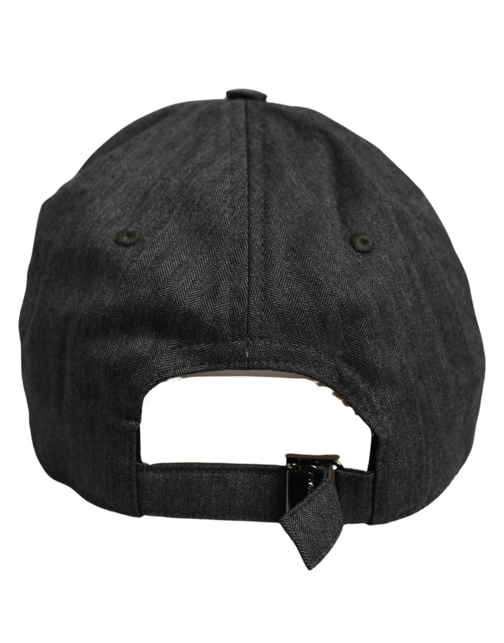 Dolce & Gabbana Men Dark Gray Herringbone Baseball Cap Hat