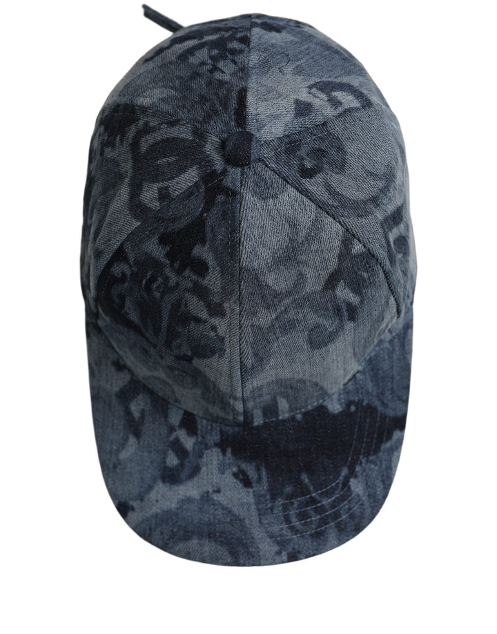 Dolce & Gabbana Men Blue All Over Logo Cotton Baseball Cap Hat