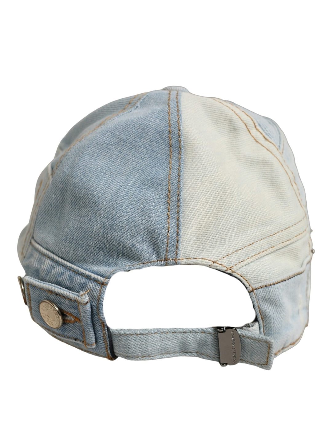 Dolce & Gabbana Men Blue Patchwork Cotton Denim Baseball Cap Hat