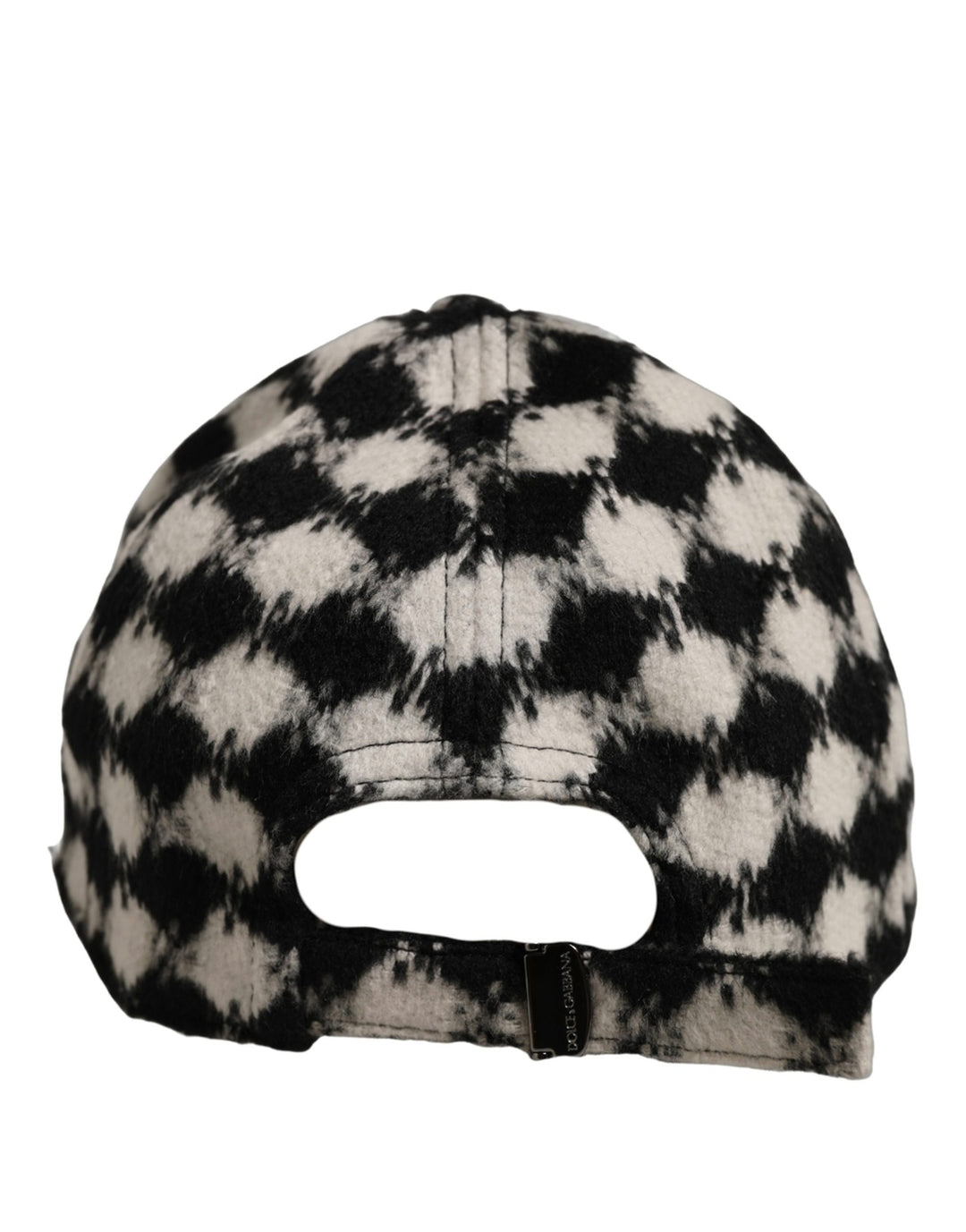 Dolce & Gabbana Men Black White Diamond Wool Baseball Cap Hat