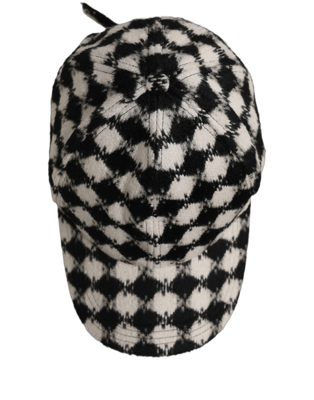 Dolce & Gabbana Men Black White Diamond Wool Baseball Cap Hat