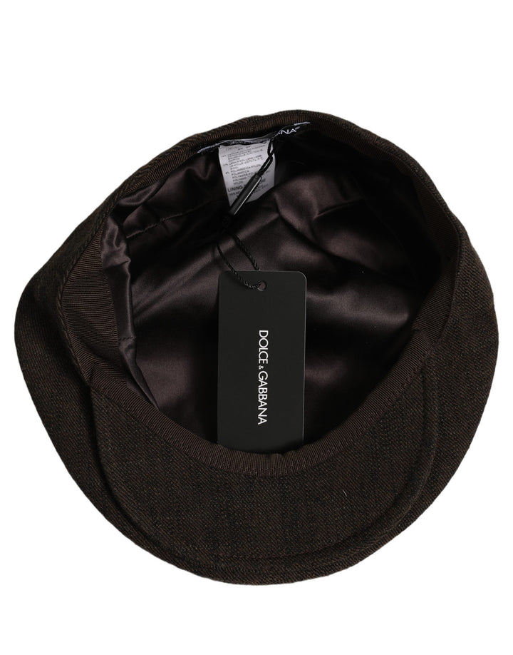 Dolce & Gabbana Men Brown Cotton Flat Cloth Newsboy Cap Hat
