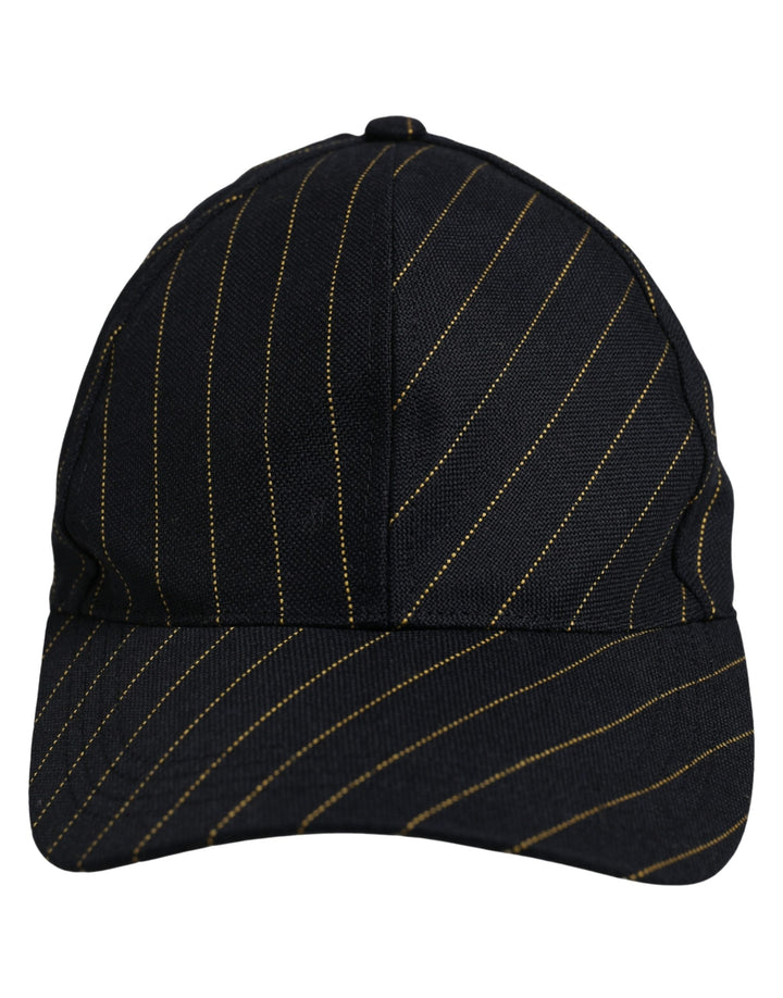 Dolce & Gabbana Black Gold Pinstriped Cotton Baseball Cap Hat