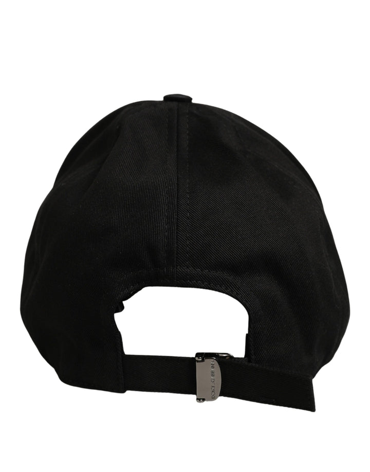 Dolce & Gabbana Men Black Cotton Baseball Capello 6 Panels Hat