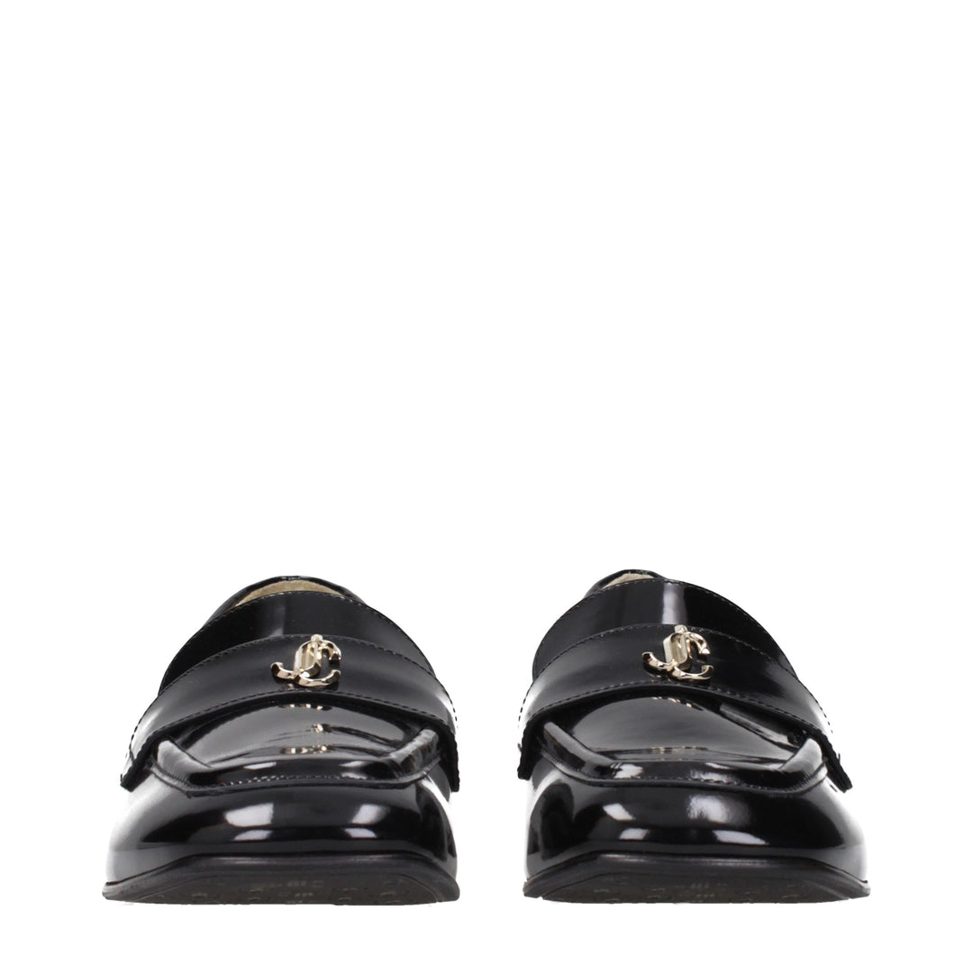 Jimmy Choo Black Leather Slip-On Loafers