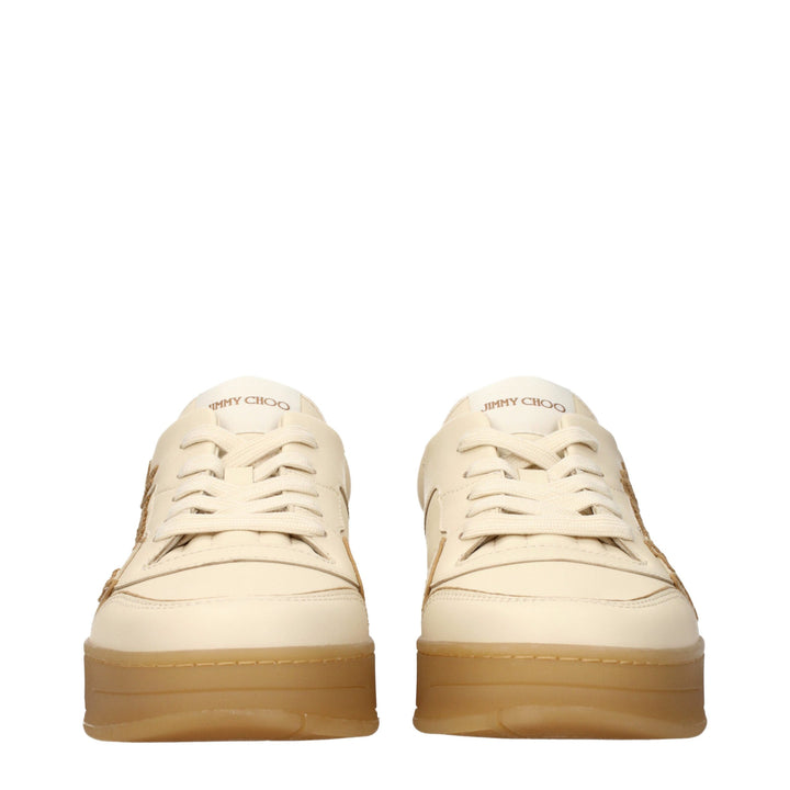 Jimmy Choo Beige Leather Low Top Sneakers