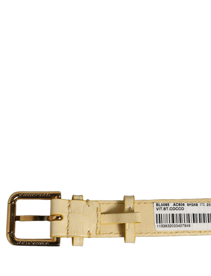 Dolce & Gabbana Beige Embossed Leather Gold Buckle Belt Strap Bracelet