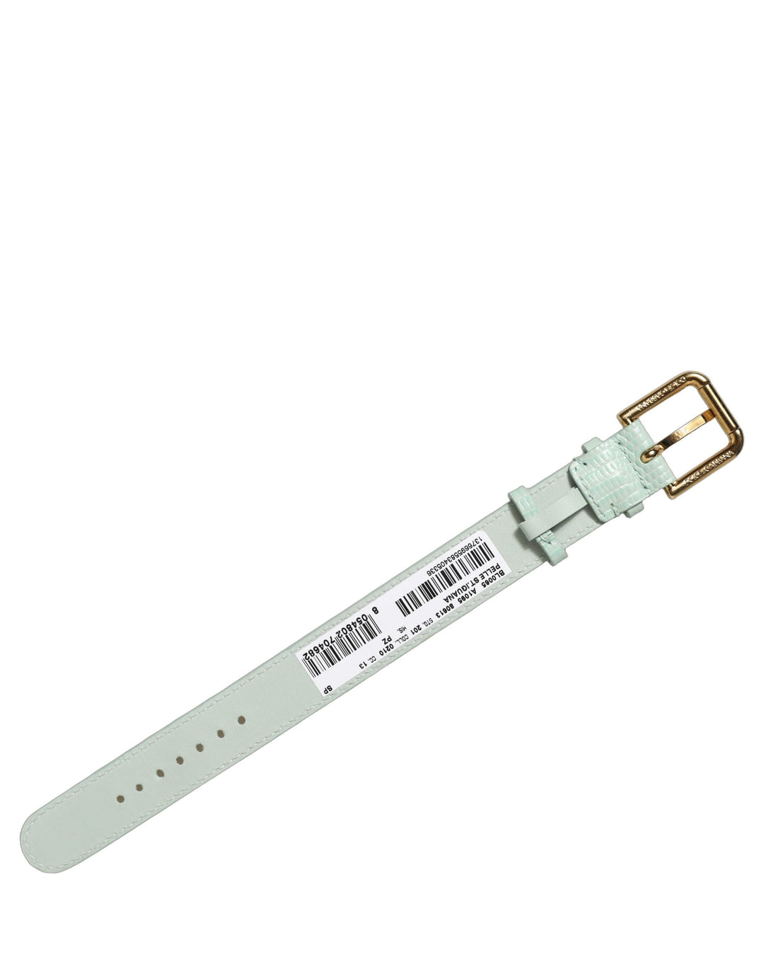 Dolce & Gabbana Green Textured Leather Gold Buckle Belt Strap Bracelet