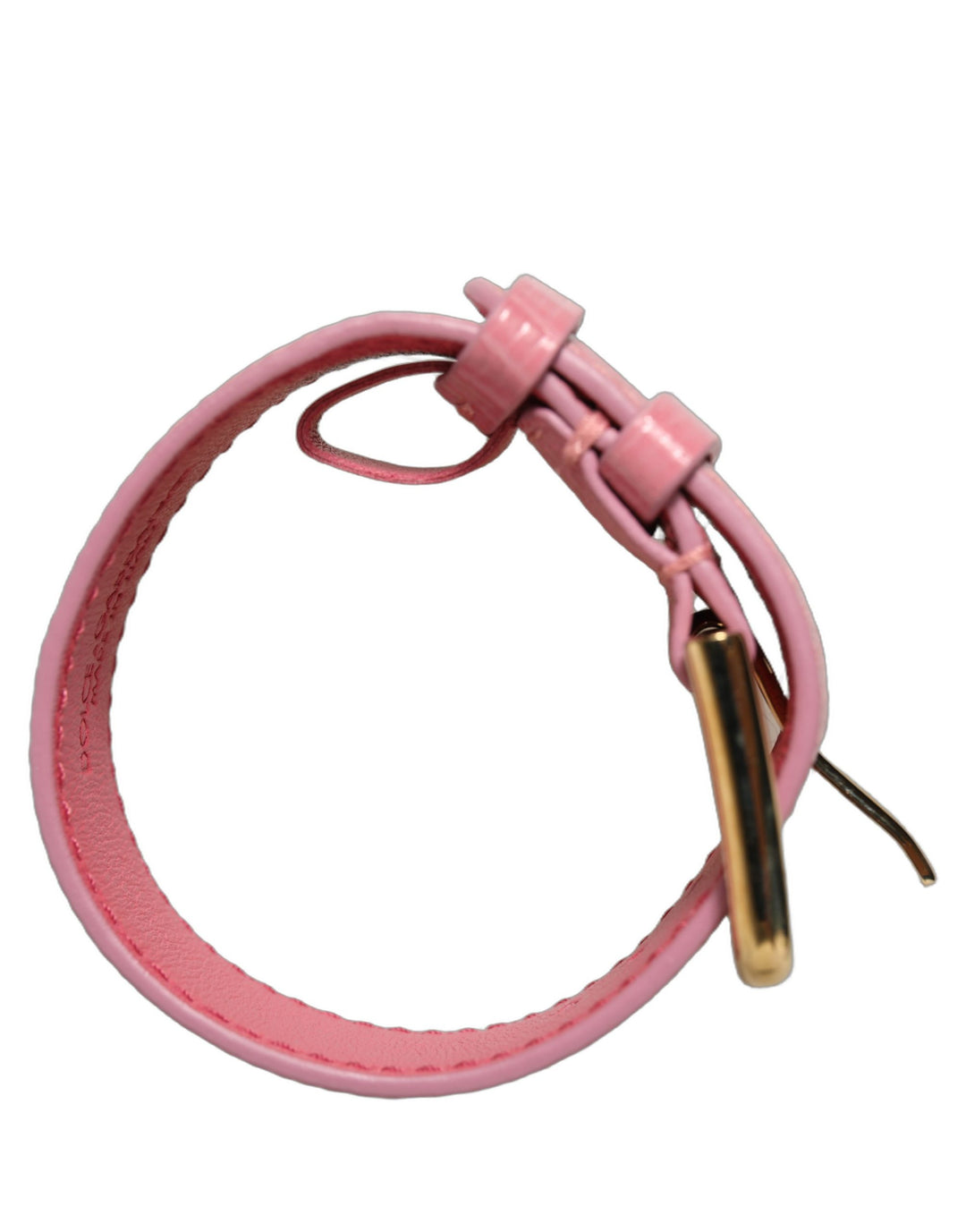 Dolce & Gabbana Pink Textured Leather Gold Buckle Belt Strap Bracelet