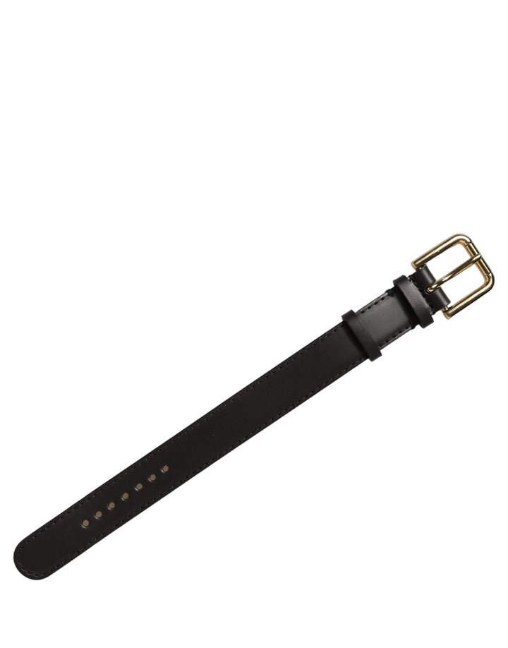 Dolce & Gabbana Black Calfskin Leather Gold Buckle Belt Strap Bracelet