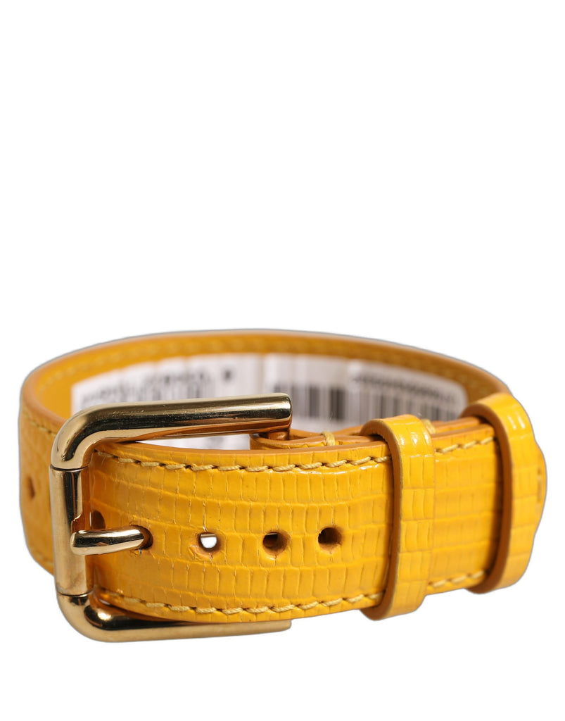 Dolce & Gabbana Yellow Textured Leather Gold Buckle Belt Strap Women\'s Bracelet Dolce&Gabbana DG Logo Buckle Leather Belt - Bergdorf Goodman main image 4