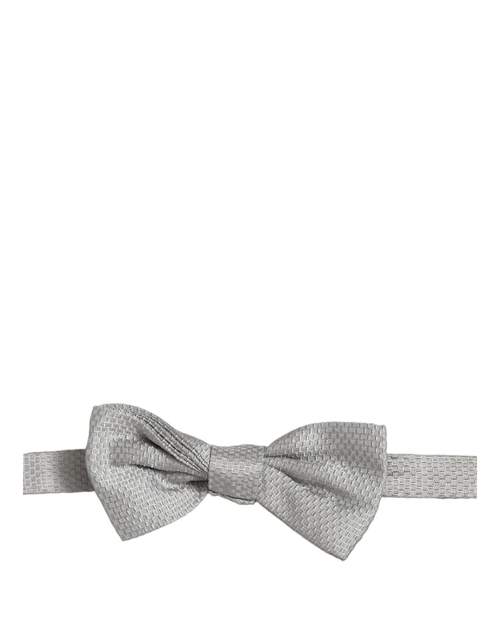 Dolce & Gabbana Men Gray 100% Silk Adjustable Neck Papillon Bow Tie