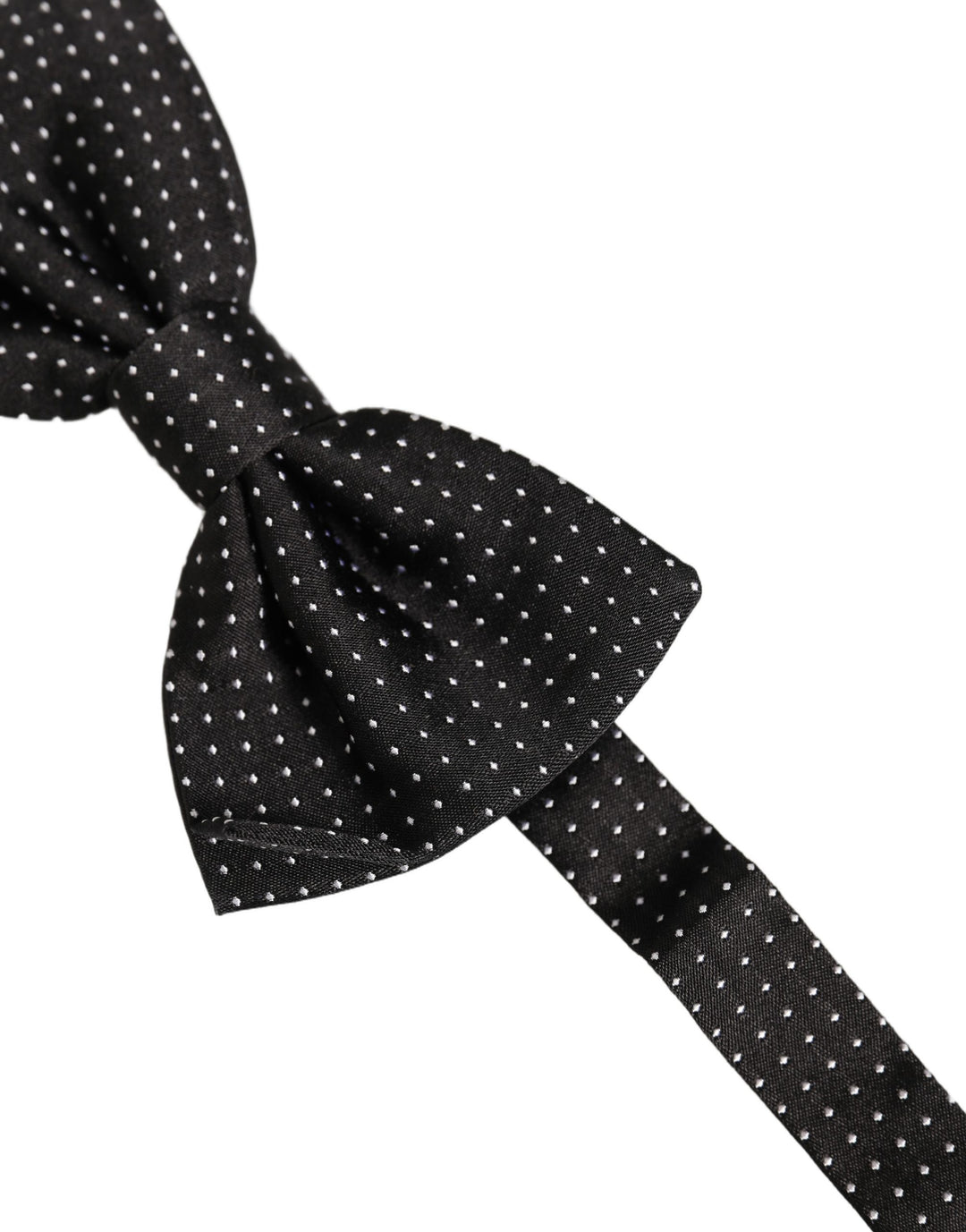 Dolce & Gabbana Men Black Polka Dot Silk Adjustable Neck Papillon Bow Tie