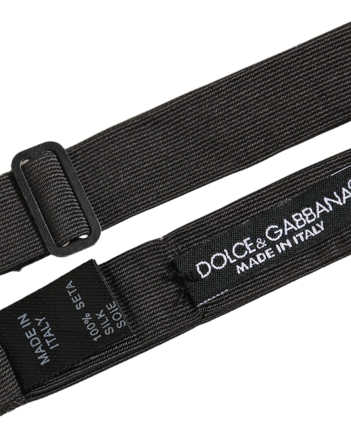 Dolce & Gabbana Men Black 100% Cotton Adjustable Neck Papillon Bow Tie