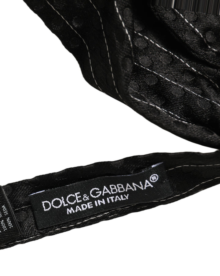 Dolce & Gabbana Men Black Pinstripe Silk Adjustable Neck Papillon Bow Tie
