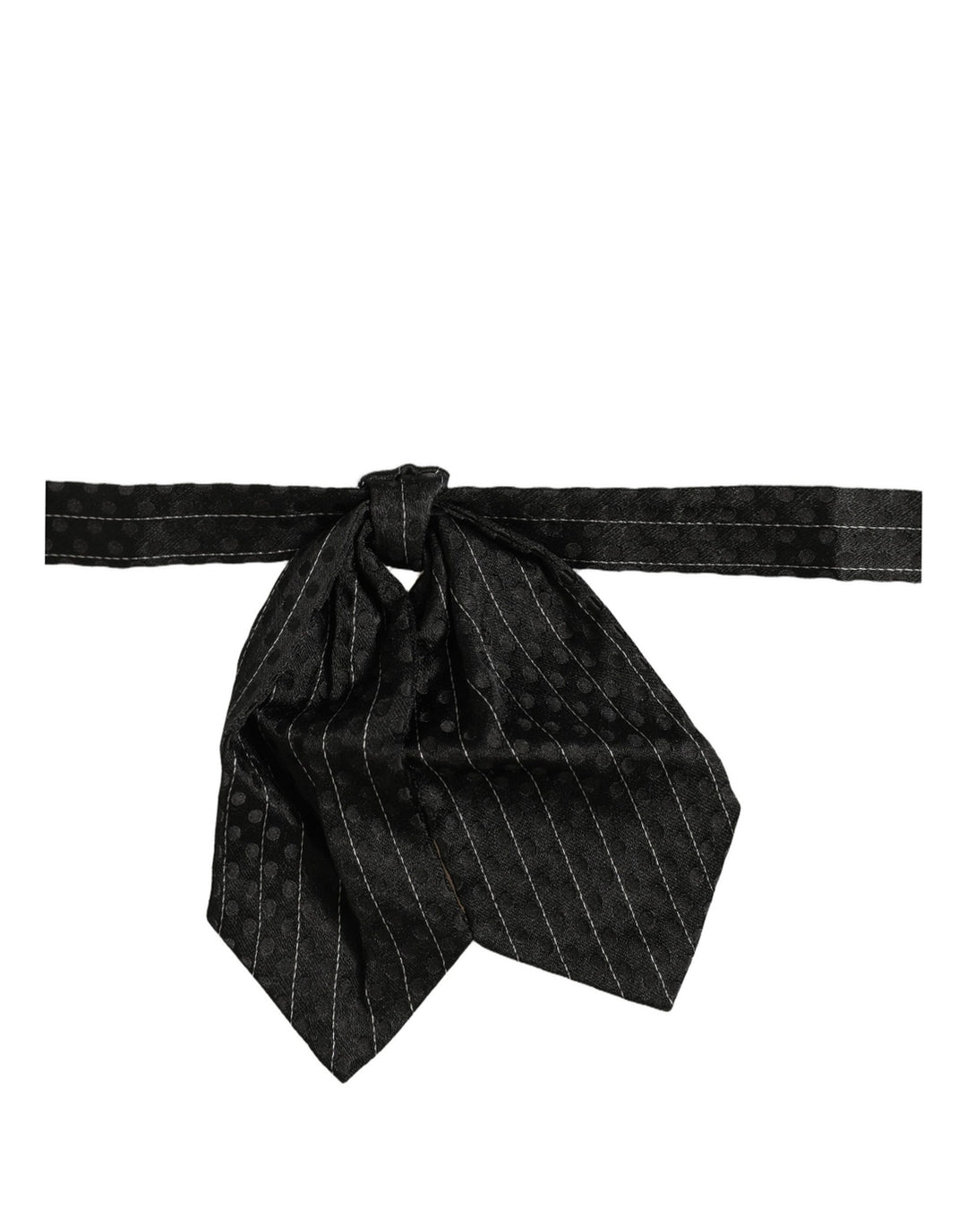 Dolce & Gabbana Men Black Pinstripe Silk Adjustable Neck Papillon Bow Tie