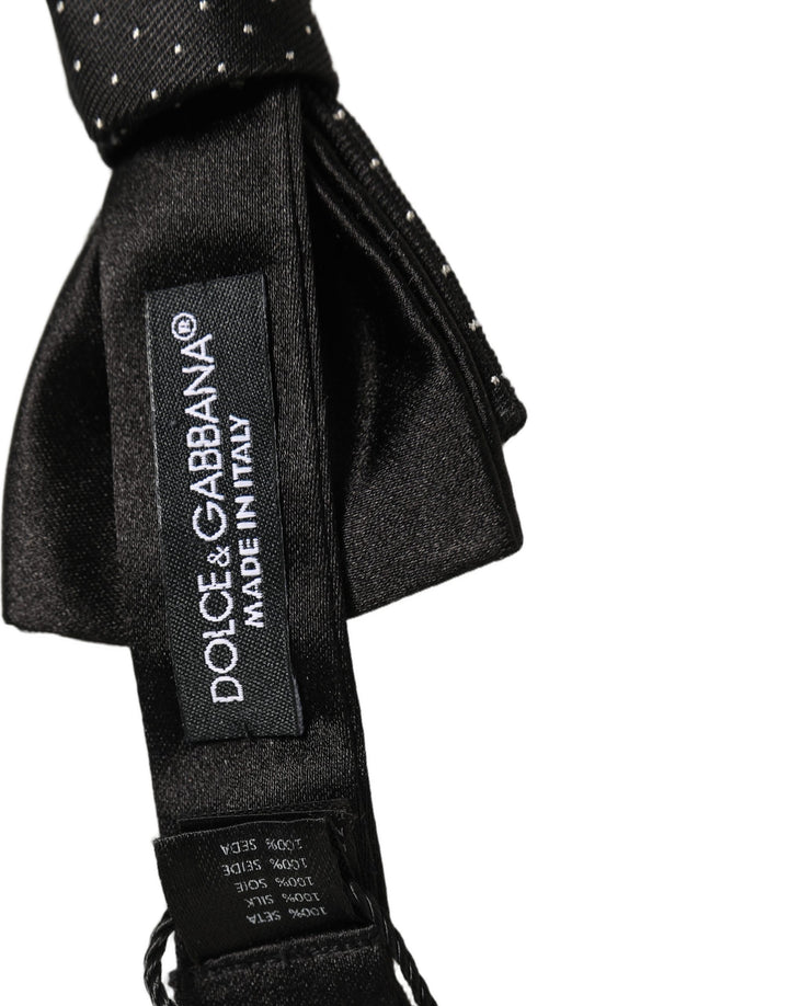 Dolce & Gabbana Men Black DG Polka Dot Adjustable Neck Papillon Bow Tie