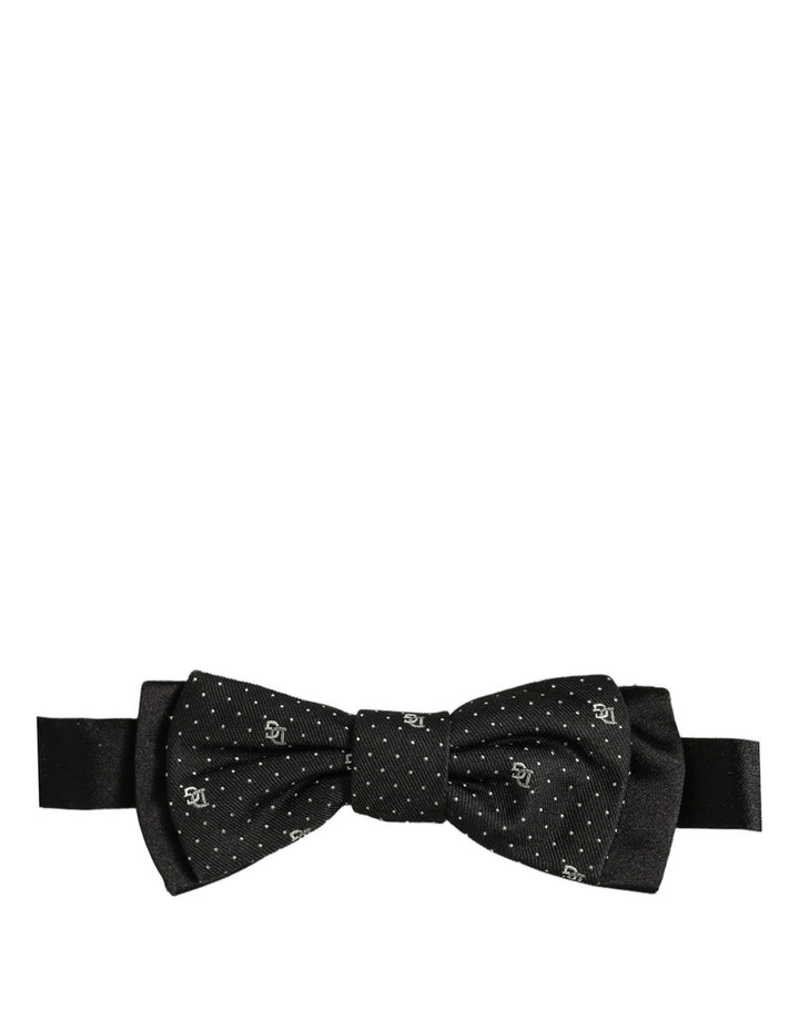 Dolce & Gabbana Men Black DG Polka Dot Adjustable Neck Papillon Bow Tie
