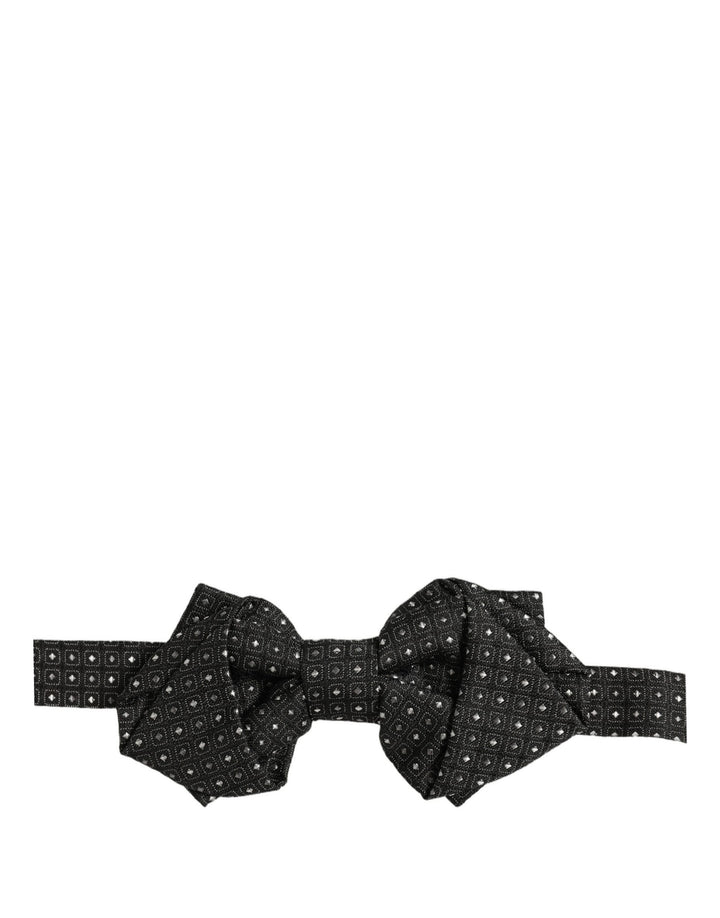 Dolce & Gabbana Men Black Polka Dot Silk Adjustable Neck Papillon Bow Tie