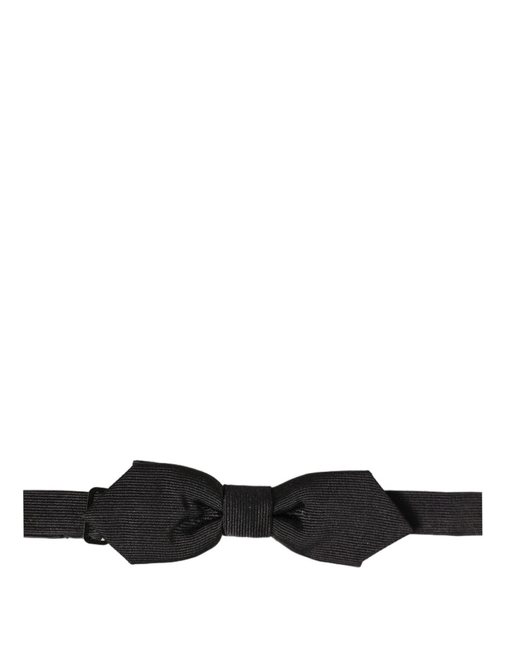 Dolce & Gabbana Men Black 100% Silk Adjustable Neck Papillon Bow Tie