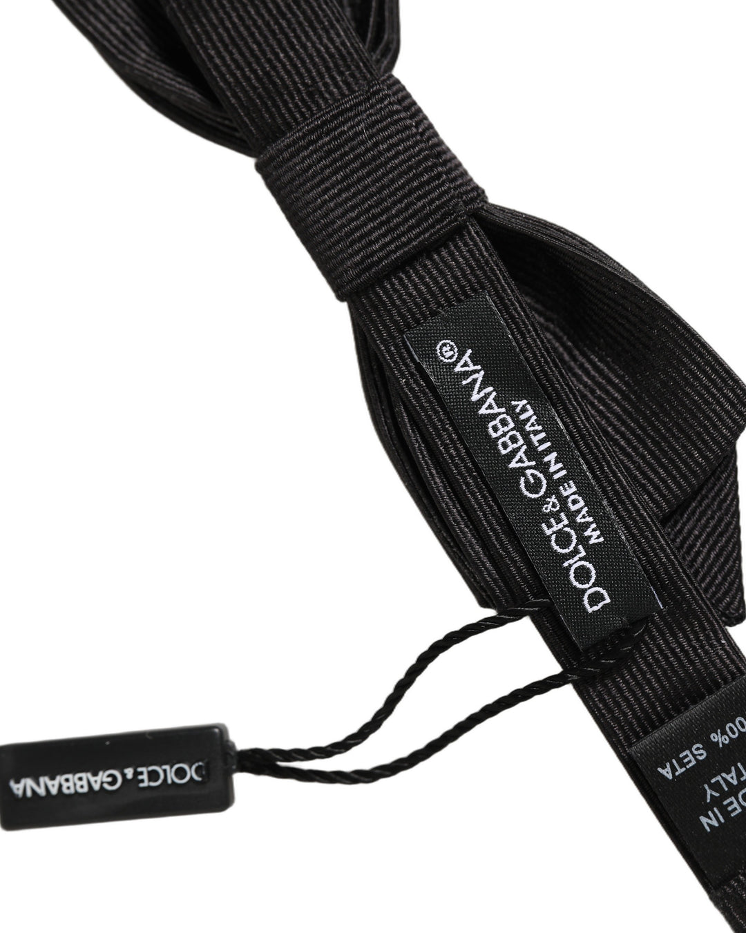 Dolce & Gabbana Men Black 100% Silk Adjustable Neck Papillon Bow Tie