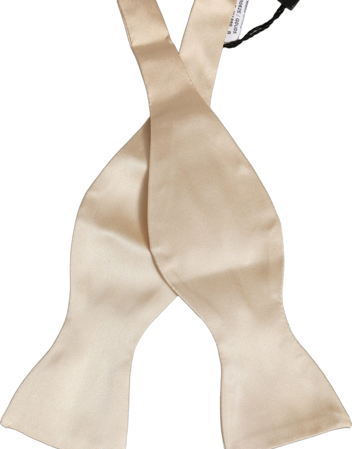 Dolce & Gabbana Men Beige 100% Silk Adjustable Neck Papillon Bow Tie