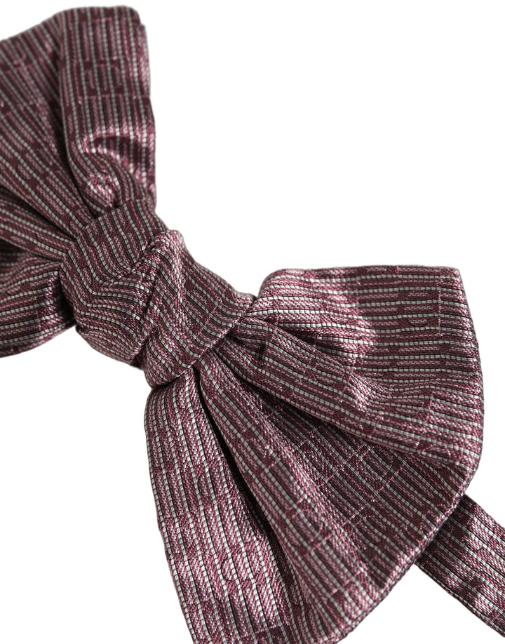 Dolce & Gabbana Men Maroon 100% Silk Adjustable Neck Papillon Bow Tie