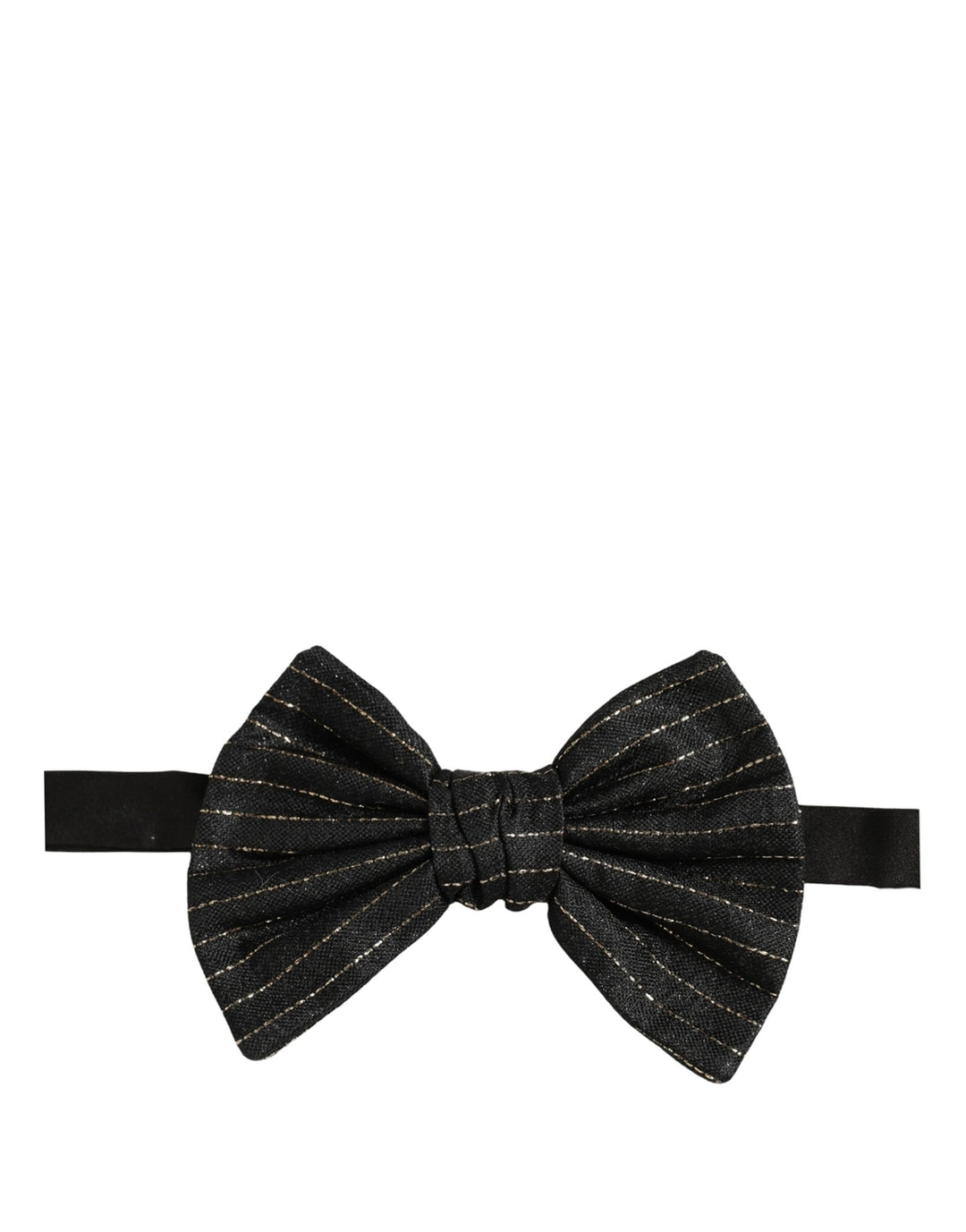 Dolce & Gabbana Men Black Pinstripe Silk Adjustable Neck Papillon Bow Tie