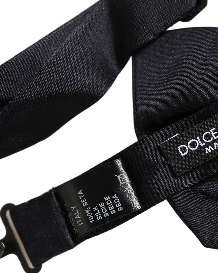 Dolce & Gabbana Men Black 100% Silk Adjustable Neck Papillon Bow Tie