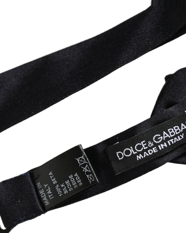 Dolce & Gabbana Men Black 100% Silk Adjustable Neck Papillon Bow Tie