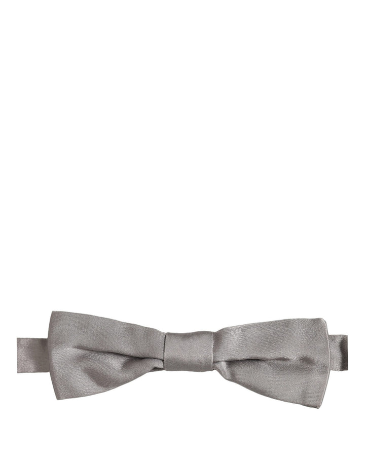 Dolce & Gabbana Men Gray 100% Silk Adjustable Neck Papillon Bow Tie