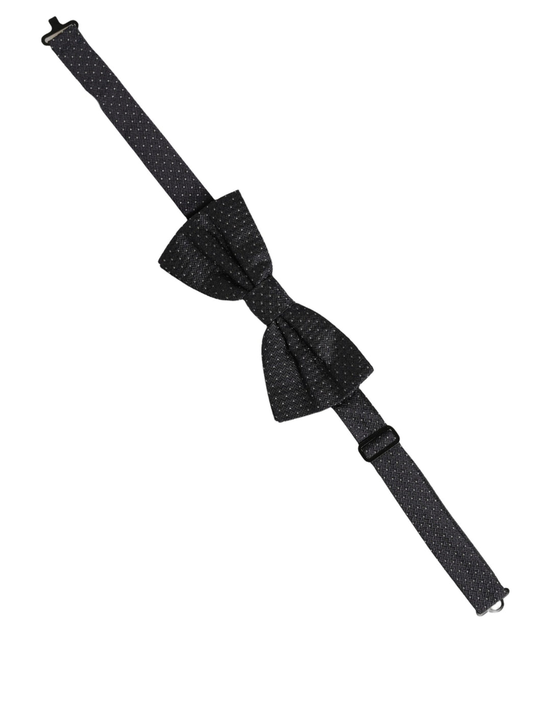 Dolce & Gabbana Black White Polka Dot Adjustable Neck Papillon Bow Tie