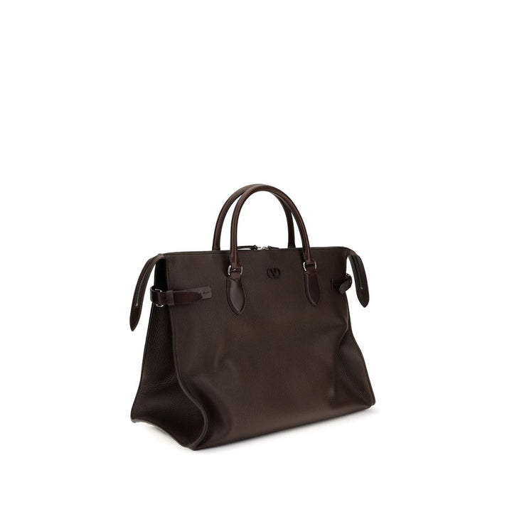 Valentino Garavani Brown Calf Leather Bos Taurus Shoulder Bag