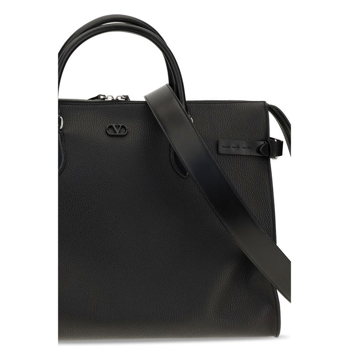 Valentino Garavani Black Calf Leather Bos Taurus Shoulder Bag