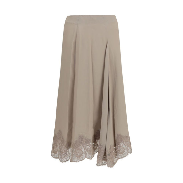 P.A.R.O.S.H. Beige Acetate Midi Skirt