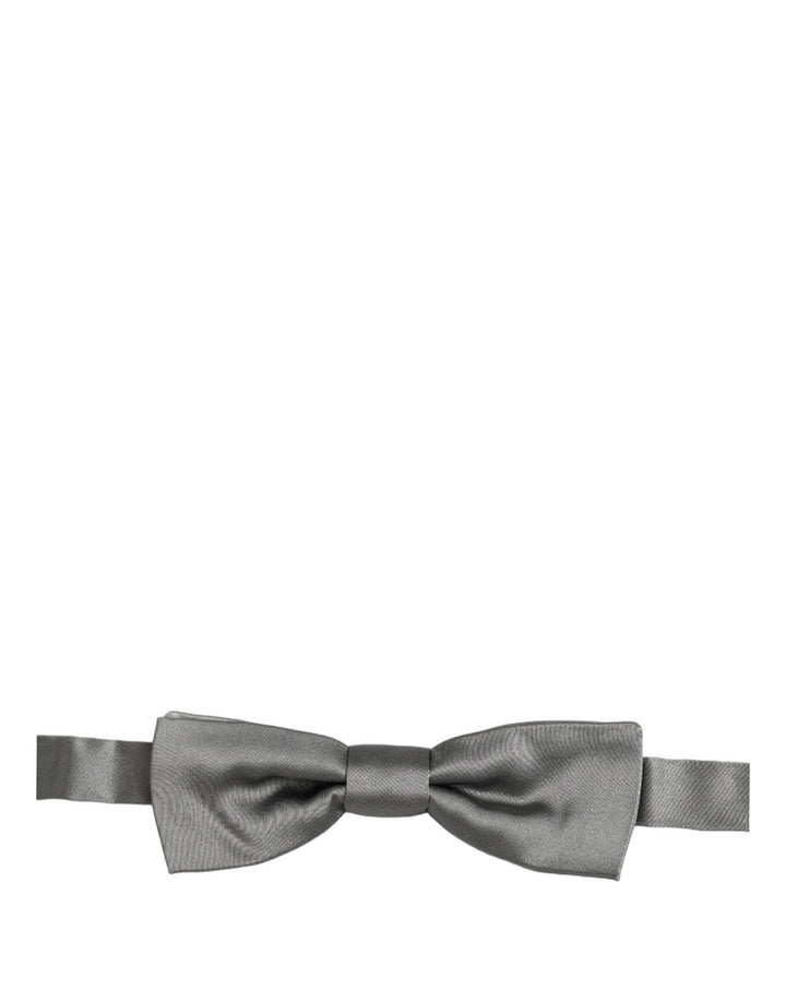 Dolce & Gabbana Men Gray 100% Silk Adjustable Neck Papillon Bow Tie