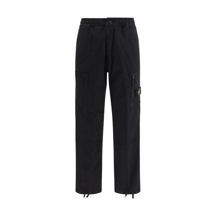Stone Island Black Cotton Cargo Pants