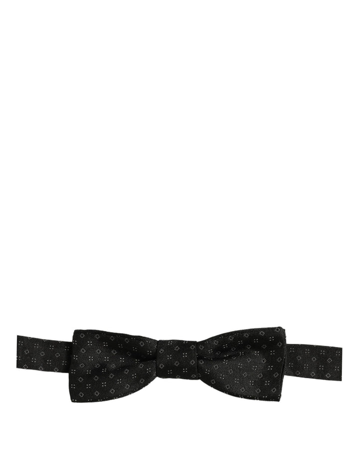 Dolce & Gabbana Black Diamond Pattern Adjustable Neck Papillon Bow Tie