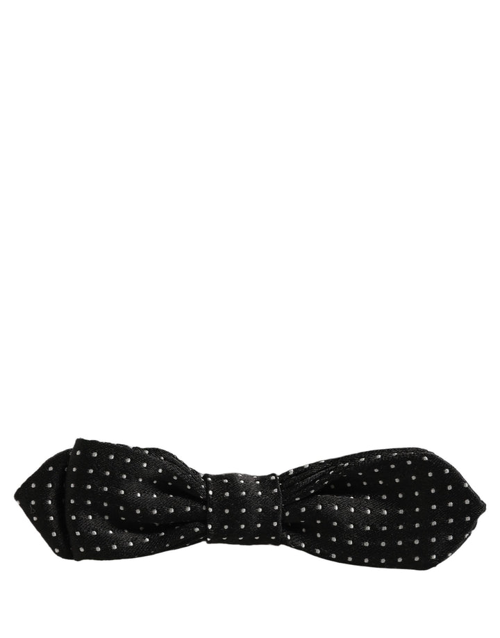 Dolce & Gabbana Black White Polka Dot Adjustable Neck Papillon Bow Tie