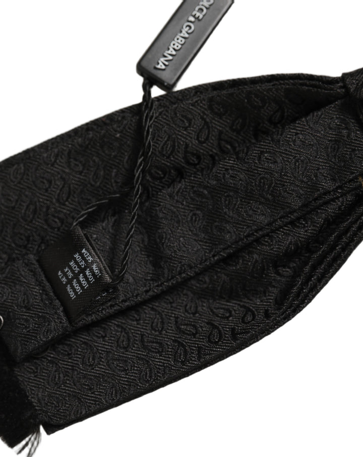 Dolce & Gabbana Men Black 100% SIlk Adjustable Neck Papillon Bow Tie